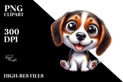 Funny Crazy Looking Beagle Sitting | Sublimation | Clipart Product Image 1