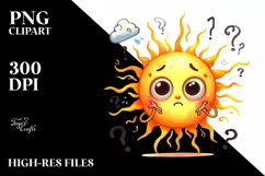 Funny Expressive Confused Sun, High-Res PNG Product Image 1