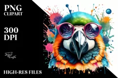 Quirky Colorful Parrot Sticker | Sublimation | Clipart Product Image 1