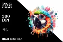 Quirky Colorful Parrot Sticker | Sublimation | Clipart Product Image 1