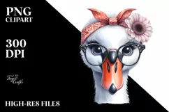 Expressive Swan with Bandana and es | Sublimation | Clipart Product Image 1