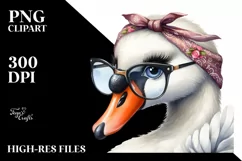 Expressive Swan with Bandana and es | Sublimation | Clipart Product Image 1