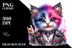 aCute Energetic Punk Kitten with Big Eyes, PNG Product Image 2