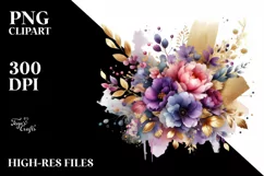splash,Abstract Colorful Bouquet with Gold Foil Violet | Product Image 3