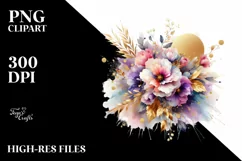splash,Abstract Colorful Bouquet with Gold Foil Violet | Product Image 1