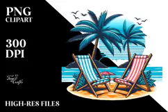 Retro Tropical Island Beach Chairs, 20 oz Tumbler Product Image 2