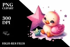 Playing Star, Cute Baby Duck | Sublimation | Clipart Product Image 3