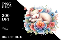 Colorful Cute Baby Lamb in Flower PNG Product Image 2