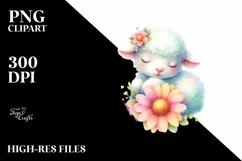 Colorful Baby Lamb Sleeping in Flower | Sublimation | Product Image 3