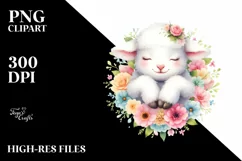 Colorful Baby Lamb Sleeping in Flower | Sublimation | Product Image 3