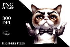 Dramatic Cat with Bow Tie PNG Product Image 2