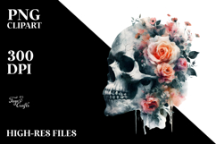 Grungy Skull of Flowers, Transparent PNG Product Image 2