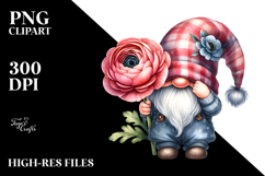 Gnome with Ranunculus Floral PNG Product Image 2