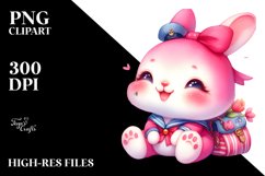 Cute Baby Rabbit with Sailor PNG Product Image 2