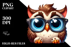 Goofy Cartoon Owl with Oversized Sunglasses PNG Product Image 2