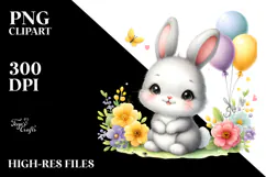 Colorful Smiling Baby Rabbit | Balloons Clipart Product Image 2