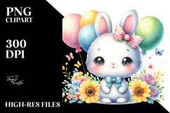 Colorful Smiling Baby Rabbit | Balloons Clipart Product Image 2
