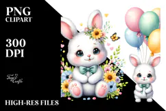 Colorful Smiling Baby Rabbit | Balloons Clipart Product Image 2