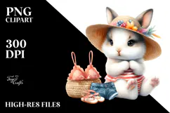 Digital Watercolor Baby Bunny PNG Product Image 2