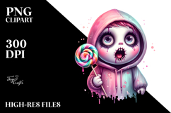 Funny Haunted Doll with Spooky Hoodie, Colorful PNG Product Image 2