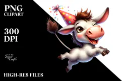 Excited Donkey with Party Hat PNG Product Image 2