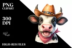 Cow Watercolor Cow Portrait at a Party Product Image 3