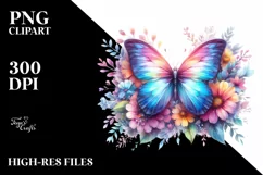 Pastel Watercolor Butterfly Sticker | Sublimation | Clipart Product Image 1