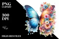 Pastel Watercolor Butterfly Sticker | Sublimation | Clipart Product Image 1
