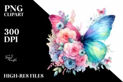 Pastel Watercolor Butterfly Sticker | Sublimation | Clipart Product Image 3