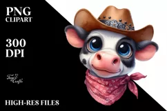 Shy Cow with Hat and Bandana | Sublimation Clipart Product Image 3