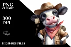 Colorful Cow with Big Eyes and Hat PNG Product Image 3