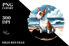 Bull Terrier Sitting in Sand | Surf Shell Clipart Product Image 2