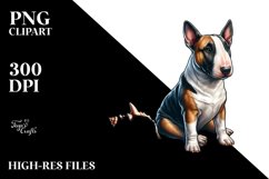Bull Terrier Sitting in Sand | Surf Shell Clipart Product Image 2