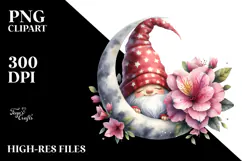 Gnome with Azalea Floral PNG Product Image 2