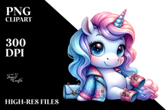 Cute Unicorn with Cool Haircut PNG Product Image 2