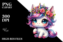 Expressive Baby Unicorn with Cool Haircut, PNG Product Image 2
