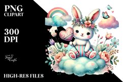 Boho Rabbit Watercolor PNG Product Image 2