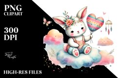 Boho Rabbit Watercolor PNG Product Image 2