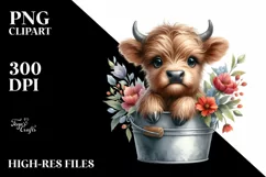 Cute Cow from Bucket, Transparent PNG Product Image 3