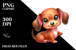 Cute Baby Cartoon Dachshund PNG Product Image 2