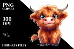 Funny Expressive Highland Cow, PNG Product Image 3