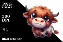Funny Expressive Highland Cow, PNG Product Image 3