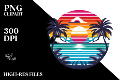 Retro Tropical Rainbow Sunset PNG Product Image 2