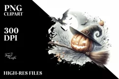Watercolor Halloween Broomstick, Transparent PNG Product Image 3