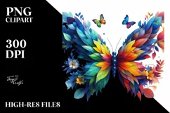 Vibrant Butterfly with Flowers, PNG Product Image 3