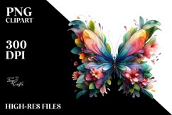 Vibrant Butterfly with Flowers, PNG Product Image 3