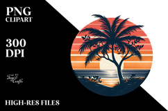 Retro Tropical Tree Sunset PNG Product Image 2