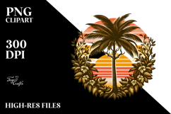 Vintage Tropical Tree Sunset PNG Product Image 2