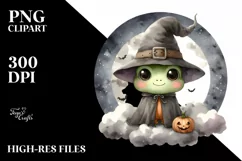 Cute Baby Frog Dressed for Halloween PNG Product Image 1