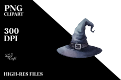 Halloween Witch Hat, Watercolor PNG Product Image 2
